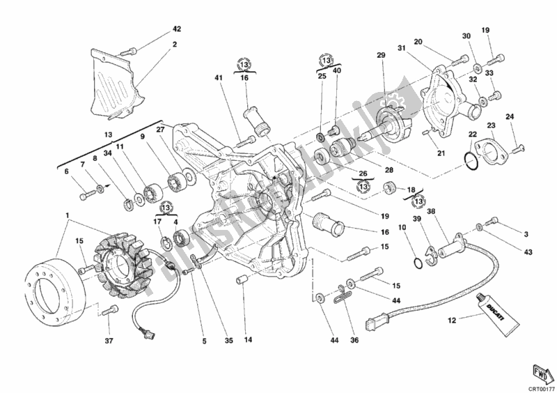 Toutes les pièces pour le Couvercle De Générateur - Pompe à Eau du Ducati Superbike 749 S 2004